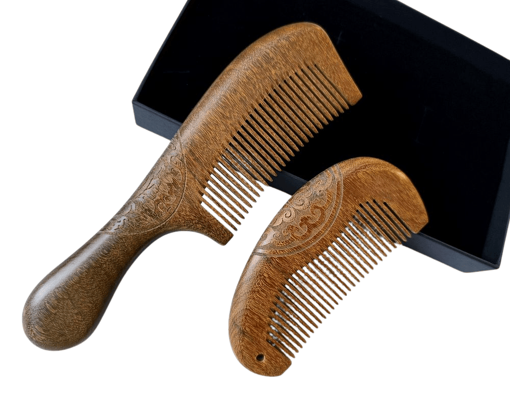 Sada dřevěných hřebenů Santal Ornament 2v1